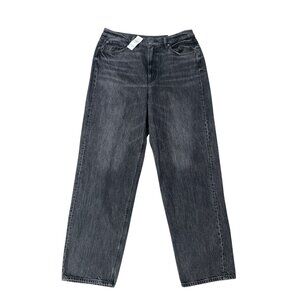 American Eagle Curvy High-Rise Baggy Charcoal Stovepipe Wide Leg Size 33W X 30L